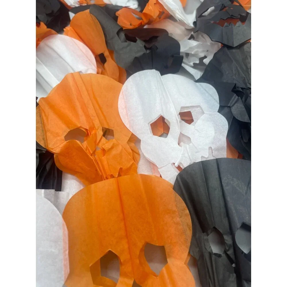Set of Halloween Scary Party Garlands Crepe Decoration Skull pumpkin orange READ